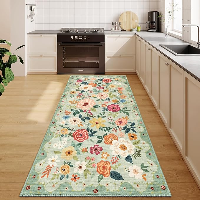 DUKINO 3x6 Runner Rug, Non Slip Floral Washable Rug - Image 4