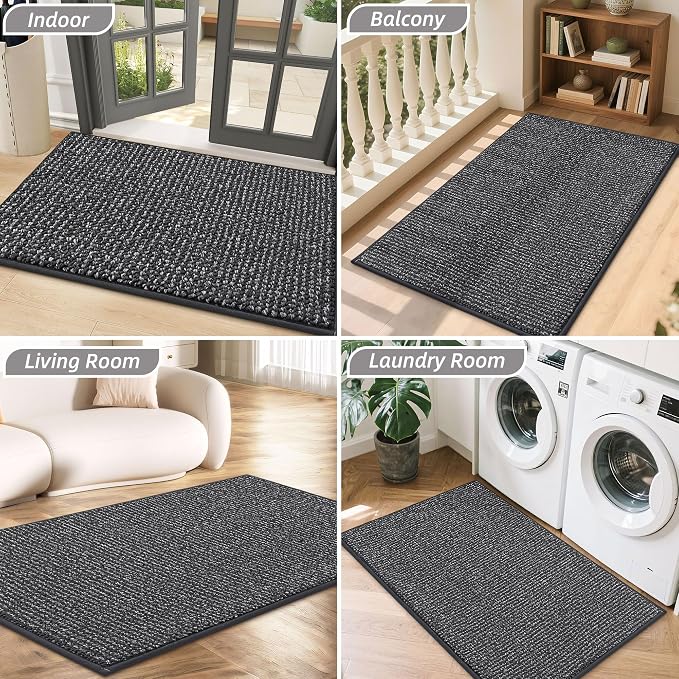 BEQHAUSE Dirt Trapper Door Mat 17" x 30", Non-Slip Doormats, Charcoal | - Image 8
