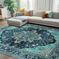 RELEANY Washable Area Rug, Teal | Non-Slip, Water Repellent, Pet Friendly by RELEANY