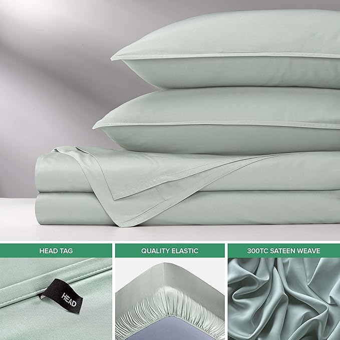 California King Sheets by Pure Bamboo, Genuine 100% Organic Viscose Derived from Bamboo Bed Sheet Set, Soft & Cooling, Double Stitching, Lifetime Quality Promise (California King, Sea Glass)
