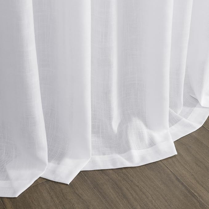 Snow White Linen Curtains 84 Inch Length 2 Panels Set - Image 9
