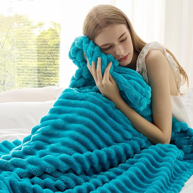 Bedsure Soft Twin Blanket for Bed Decor Gifts Teal 60"x80" | Birthday Gifts for - Image 4