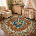 RELEANY Washable Area Rug, Round 5ft, Water Repellent, Pet Friendly, Vintage by RELEANY