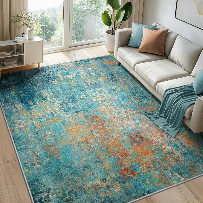 RELEANY Washable 7'x9' Abstract Area Rug by RELEANY