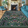 PLHXFR Area Rug 10x14 Living Room: Floral Washable Boho Carpet Dark Green | by PLHXFRSoftAreaRugs
