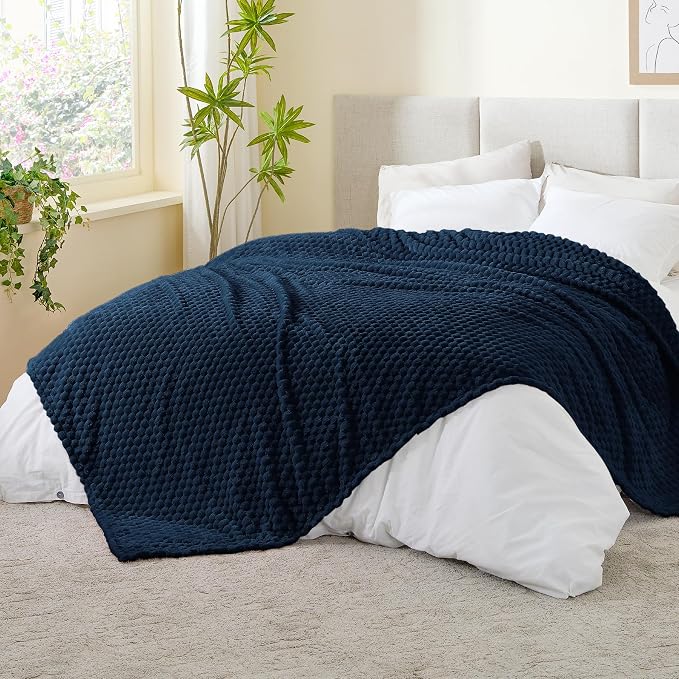 BEDELITE Navy King Blanket for Bed, Soft Cozy Gifts for Women, 108 * 90 | 3D by BEDELITE