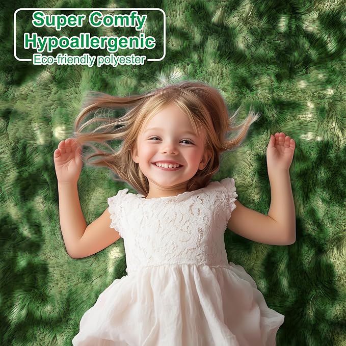 Fluffy Moss Green Area Rugs for Bedroom Living Room 4x6 Ft, Non-Slip Carpet | - Image 5