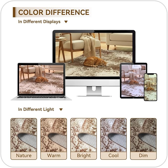 Brown Washable Rug 5x7 Area Rugs - Image 9