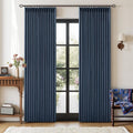 Navy Blue 84 Inch Pinch Pleated Blackout Textured Linen Curtains 2 Panels | by Twodrapes