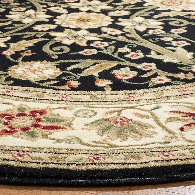 SAFAVIEH Lyndhurst Collection 8' Round Black/Ivory LNH212A Traditional Oriental - Image 2
