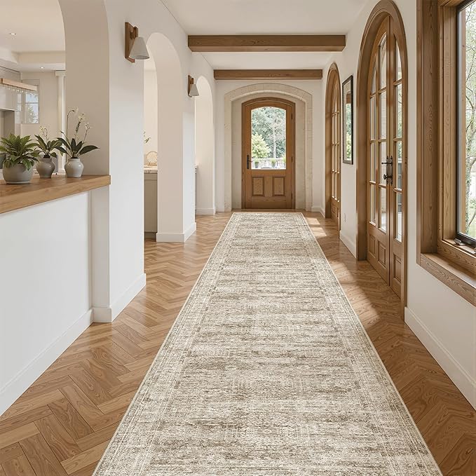 Soalmost Hallway Runner Rug 2'6" x 16' Washable Long Kitchen Rugs Brown | - Image 3