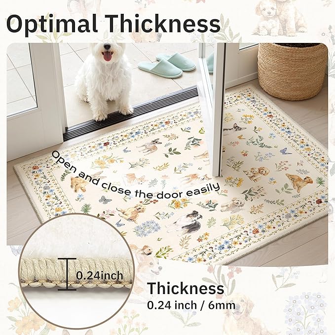 Soalmost Dog 8x10 Area Rugs for Living Room, Washable Animal Soft Rug Beige | - Image 9