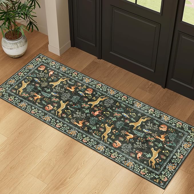 DUKINO 2x5 Rug for Hallway, Washable Animal Runner Rug Non Slip, Stain Resistant - Image 3