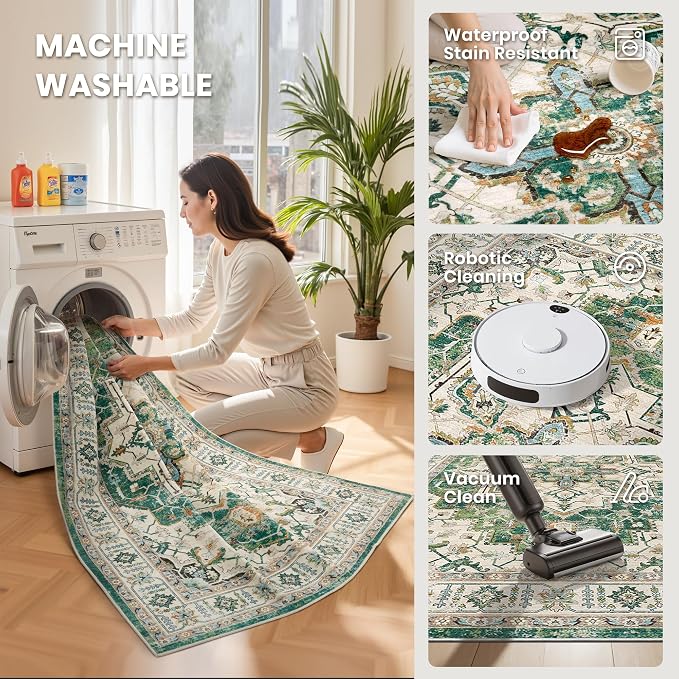 6x9 Area Rugs for Living Room, Large Washable Rug, Dining Room, Low Pile - Image 5