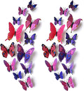 24pcs 3D Vivid Special Man-Made Lively Butterfly Art DIY Decor Wall Stickers Decals Nursery Decoration, Bathroom Décor, Office Décor, 3D Wall Art, 3D Crafts for Wall Art Kids Room Bedroom