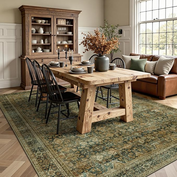 6x9 Area Rugs - Washable Vintage Retro Living Room Rug, Soft Ultra Thin Non - Image 4