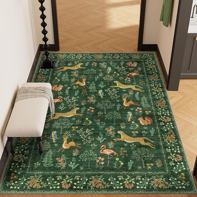 DUKINO 4x6 Area Rug, Non Slip Animal Washable Rug - Image 6