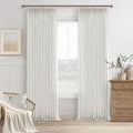 Semi Sheer Off White Pinch Pleat Linen Blend Curtains 112 Inches Long 50W | by Twodrapes