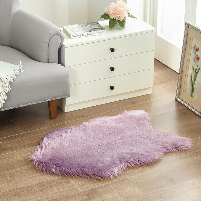 Stratford Park Lilac Bloom Faux Fur Rug, Super Soft Fluffy Area Rug by stratfordpark