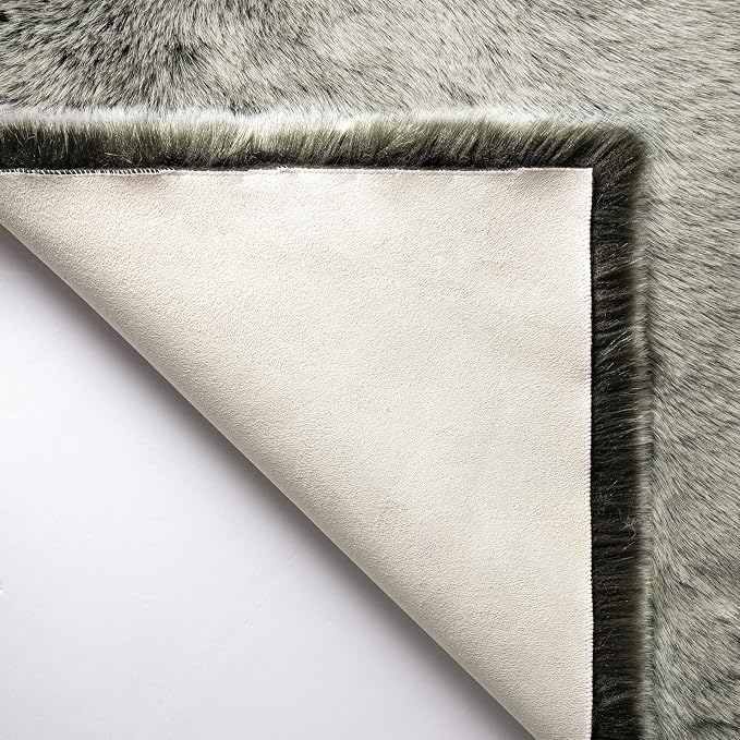 Ashler Faux Fox Fur Rug, 2x3 Rectangle Rug, Ultra Soft Shaggy Area Rugs - Image 6