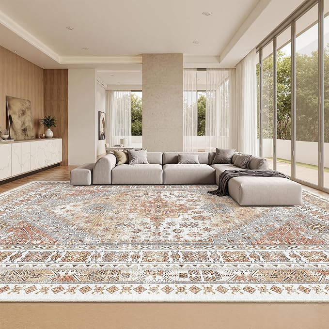 12x15 Area Rugs for Living Room, Large Washable Rug, Dining Room, Low Pile - Image 4