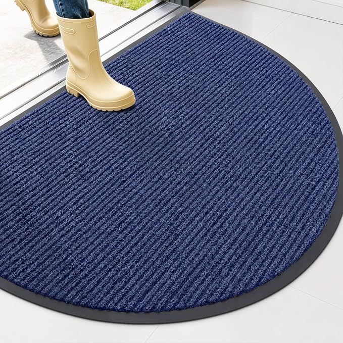 OLANLY Half Circle Front Door Mat 40x32, Waterproof Heavy-Duty Doormat | Blue by OLANLY
