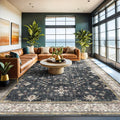 Boho Black Rug for Living Room by HazoHaus