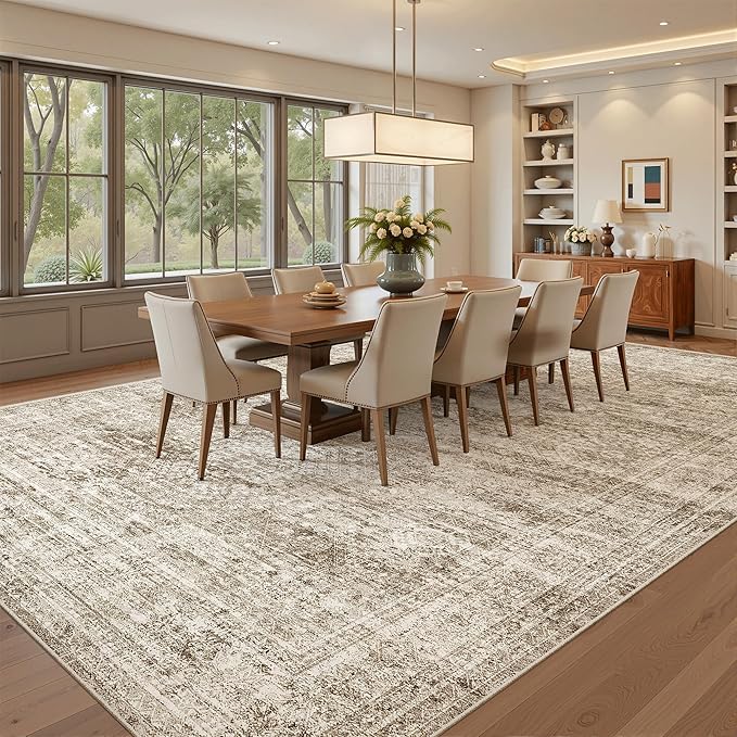 Soalmost Washable Area Rug 8x12 Large Soft Brown Rugs - Image 3