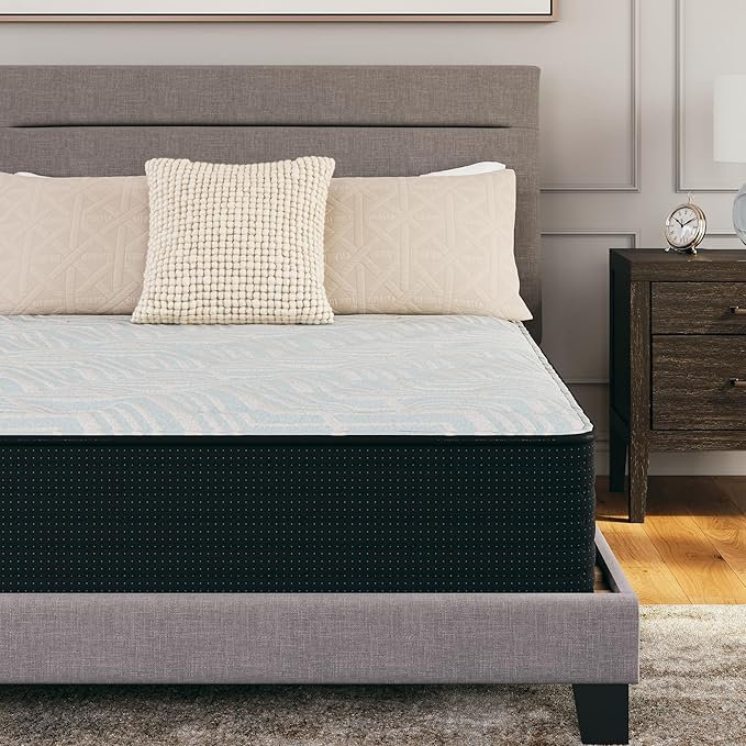 Signature Design by Ashley Twin Size Palisades 14 Inch Firm Hybrid Mattress with Quick Response Gel Memory Foam, Fiberglass Free, Mattress In A Box