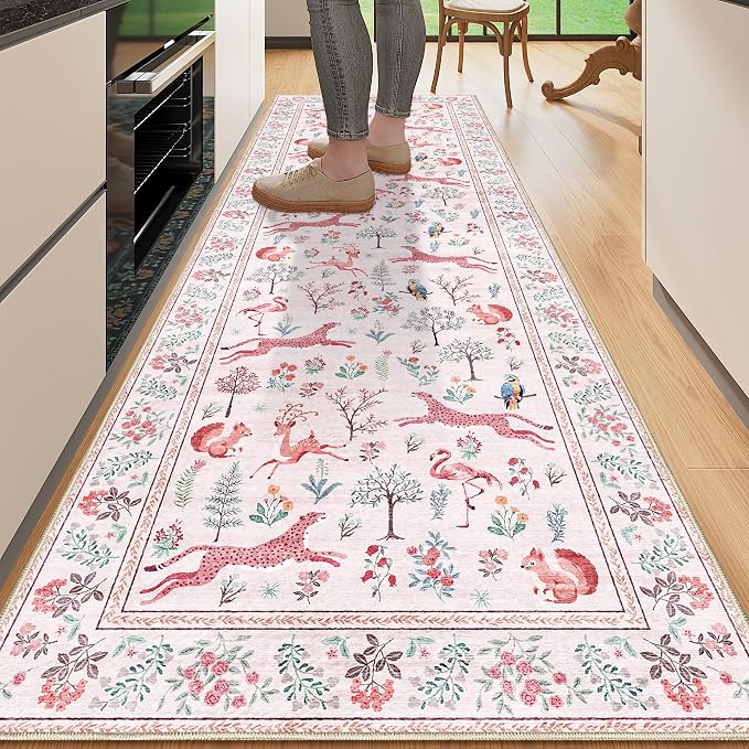 DUKINO 2.6x8 Rug for Hallway, Washable Kitchen Runner Rug Non Slip, Stain by DUKINO