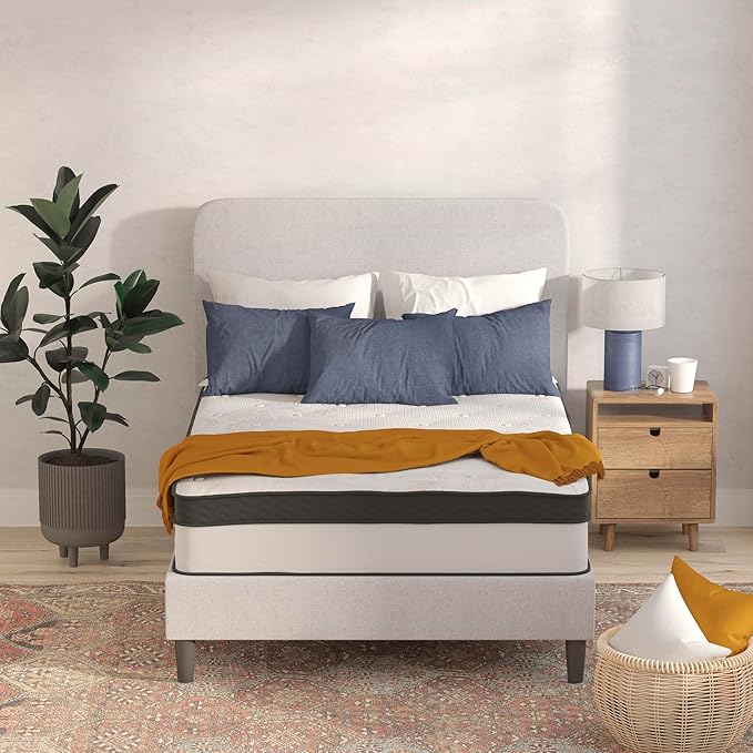 Flash Furniture Capri Comfortable Sleep 12 Inch CertiPUR-US Certified Memory Foam & Pocket Spring Mattress, Full Mattress in a Box White