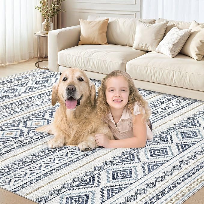 cotiled Boho 12x15 Area Rug for Living Room: Large Moroccan Washable Rug | - Image 8