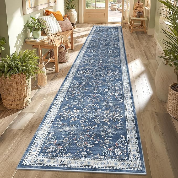 Yamaziot 2x12 Washable Hallway Runner Rug Non Slip Floral Carpet, Stain by Yamaziot
