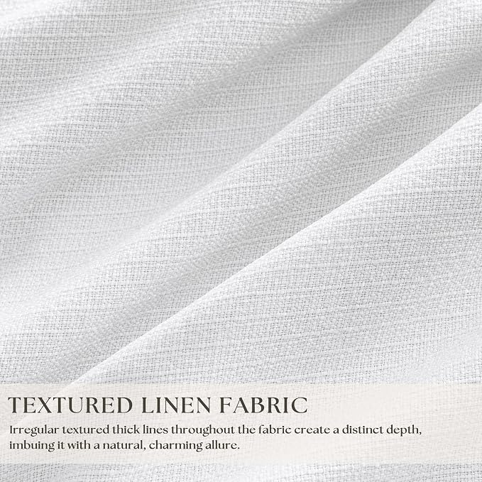 Snow White Pleated Linen 100% Blackout Curtains 100 Inches Long | Pinch Pleat - Image 3