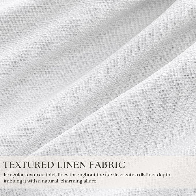 Snow White Pleated Linen 100% Blackout Curtains 108 Inches Long | Pinch Pleat - Image 3