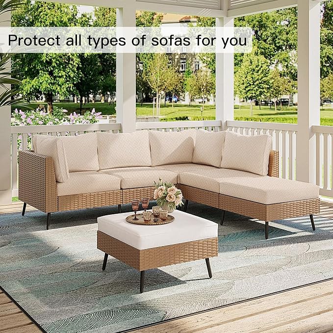 14PCS Patio Cushion Covers, Patio Furniture Couch Seat Slipcovers | Washable - Image 4