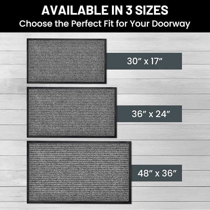 Front Door Mat, Indoor Outdoor Welcome Muddy Doormat, 30x17 Battleship Gray | - Image 5
