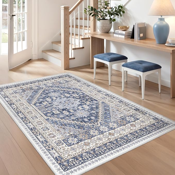 3x4 Rugs for Entryway, Washable Area Rug, Vintage Rug, Stain Resistant Indoor by Zesthome