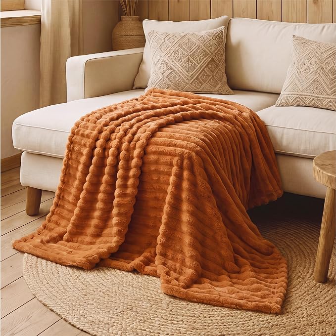 Bedsure Soft Burnt Orange Throw Blanket - Image 8