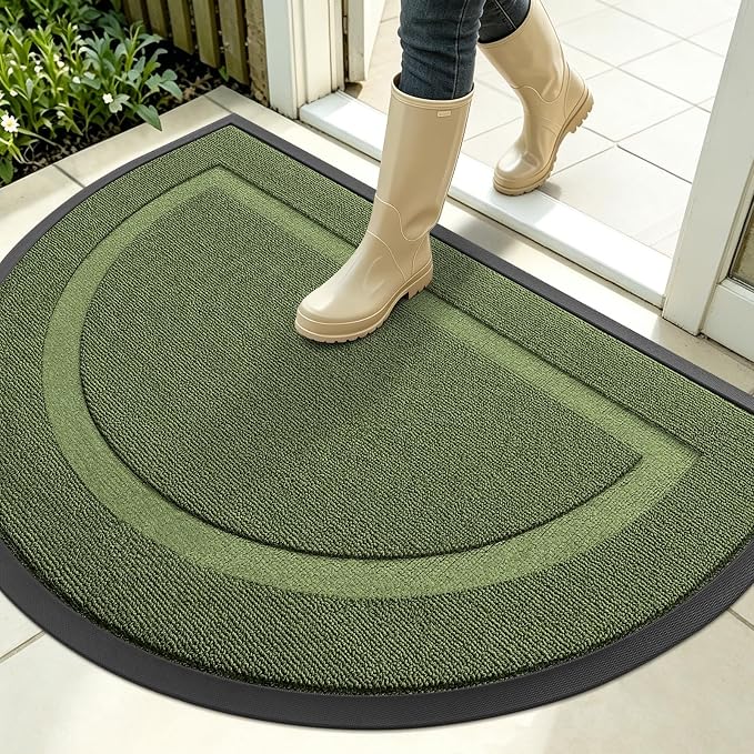 OLANLY Half Circle Front Door Mat Outside 35x23 All-Season Rubber Doormat | by OLANLY
