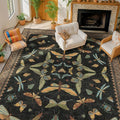 Black Washable Insect Area Rugs 8x10 by HazoHaus