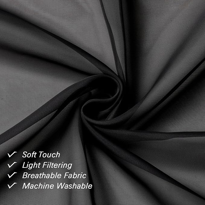 36 Inch Black Curtains Sheer Tiers - Image 4
