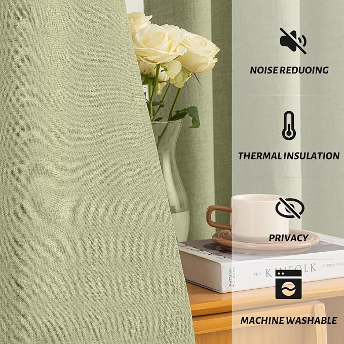 Yakamok Sage Linen Textured Curtains 96 Inches Long - Image 5