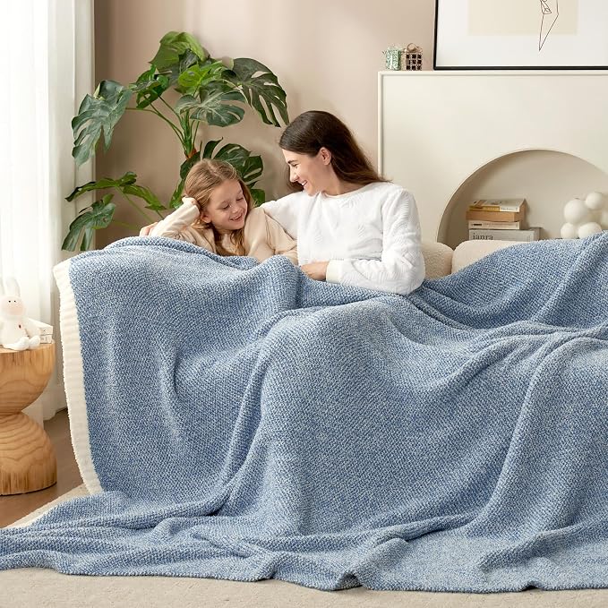 Snuggle Sac Heather Blue Bed Blanket Oversized Twin XL 66x90, Super Soft Warm - Image 7
