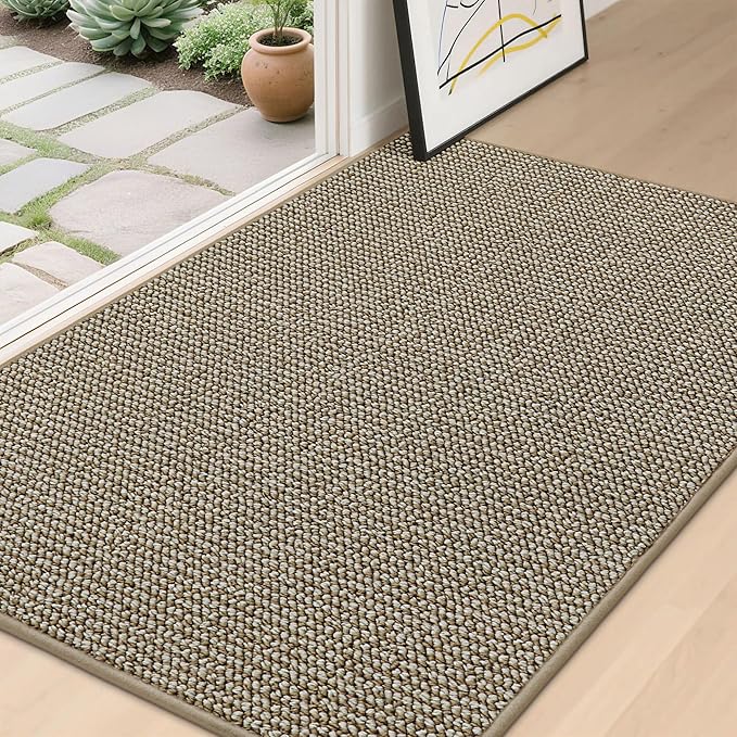 BEQHAUSE Dirt Trapper Door Mat 32" x 48", Non-Slip Washable, Light Beige | by BEQHAUSE