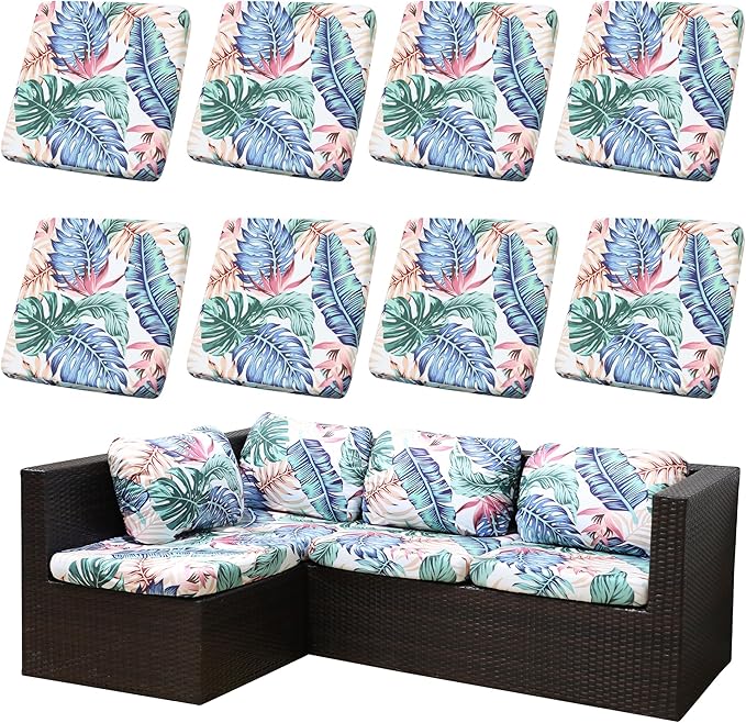 8PCS Patio Cushion Covers.Patio Furniture Couch SeatSlipcovers | Washable by SUKAIKEQA