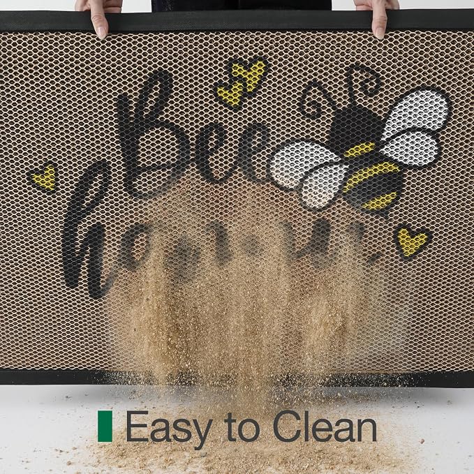 LUMI Outside Welcome Door Mat 36x59, Non-Slip Durable Rubber Easy Clean | Bee - Image 4