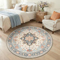 RELEANY Washable Area Rug, Round 4ft, Water Repellent, Pet Friendly, Vintage by RELEANY