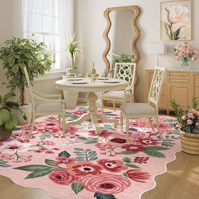 DUKINO 5x7 Area Rugs for Bedroom, Floral Washable Rug Non Slip, Stain Resistant - Image 8