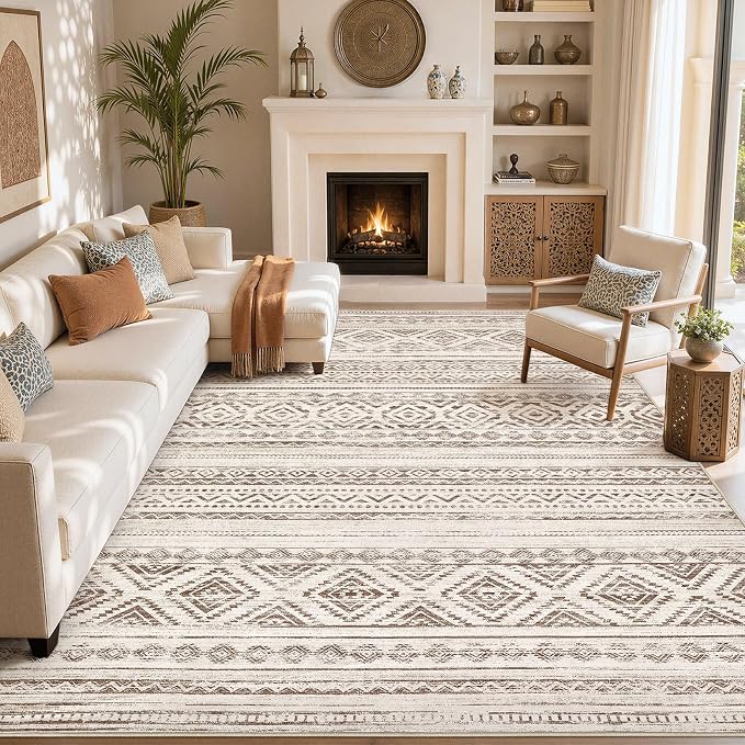 cotiled Boho 10x14 Area Rug for Living Room: Large Moroccan Washable Rug | by COTILED